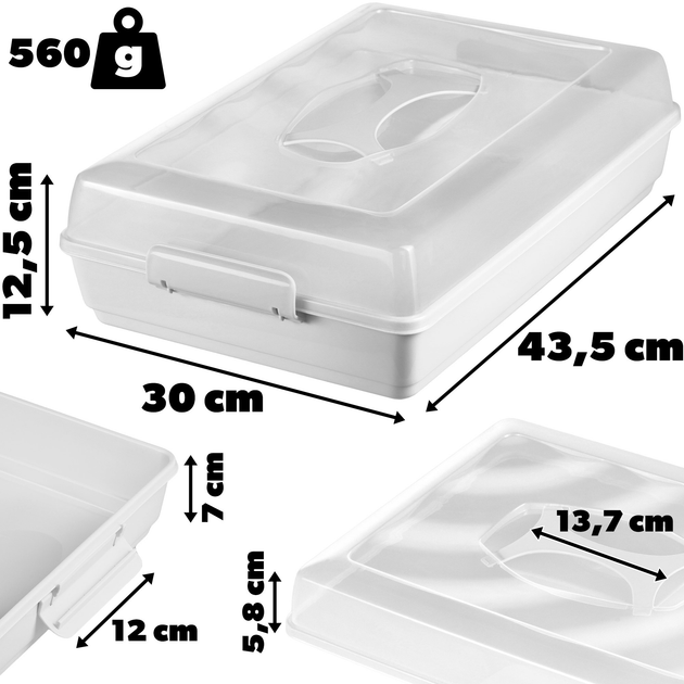 Pojemnik do ciast i wypieków Kadax zamykany Szary 43.5x30 cm (5903699430873) - obraz 2