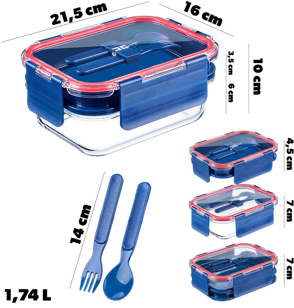 Pojemnik na żywność Kadax ze sztućcami i pokrywą 1.74 l (5903699483060) - obraz 3