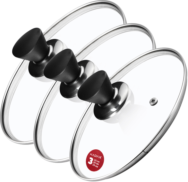 Zestaw pokrywek Kadax Taranto szklanych 20 cm + 24 cm + 28 cm (5903699477359) - obraz 1