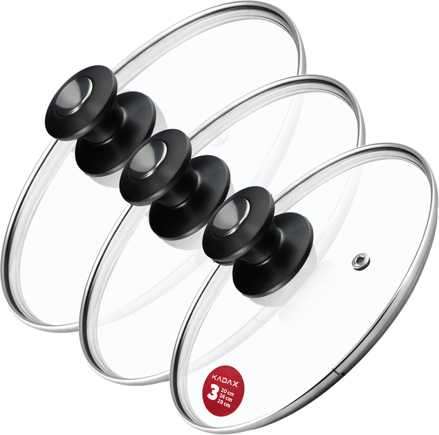 Zestaw pokrywek Kadax Barletta szklanych 20 cm + 24 cm + 28 cm (5903699477366) - obraz 1