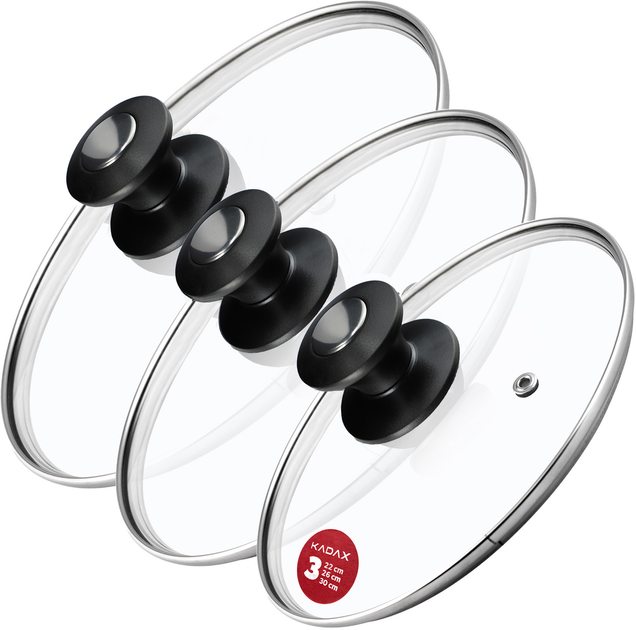Zestaw pokrywek Kadax Barletta szklanych 22 cm + 26 cm + 30 cm (5903699477427) - obraz 1
