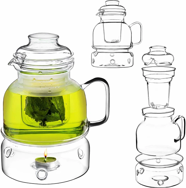 Заварювальний чайник Kadax Risel жаростійкий з підігрівом і заварником 1.5 л (5906638311196) - зображення 3