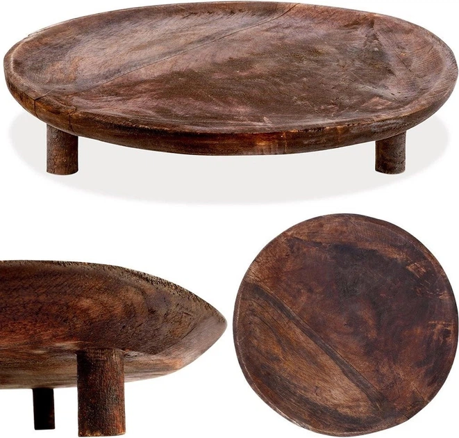 Deska do serwowania Vilde drewniana na nóżkach brązowa 30 cm (5904316446543) - obraz 6