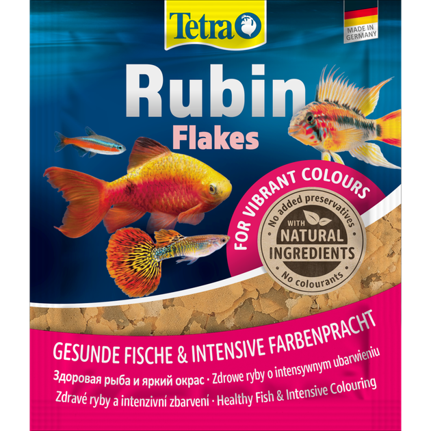Корм Tetra Rubin Flakes для акваріумних рибок, для забарвлення, 12 г (пластівці) - Фото 3 Корм Tetra Rubin Flakes для акваріумних рибок, для забарвлення, 12 г (пластівці) - зображення 3