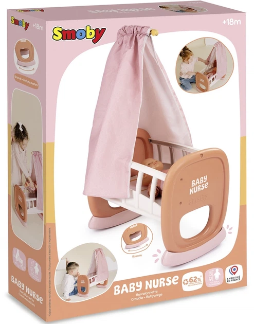 Колиска Smoby Toys Baby Nurse з балдахіном та аксесуарами Теракотова пудра (7600220391) (3032162203910) - зображення 1
