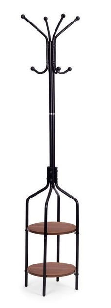 Wieszak na ubrania ModernHome by Multistore stojący z półkami 8 haczyków metal 180 cm czarny (VKY-6036) - obraz 2