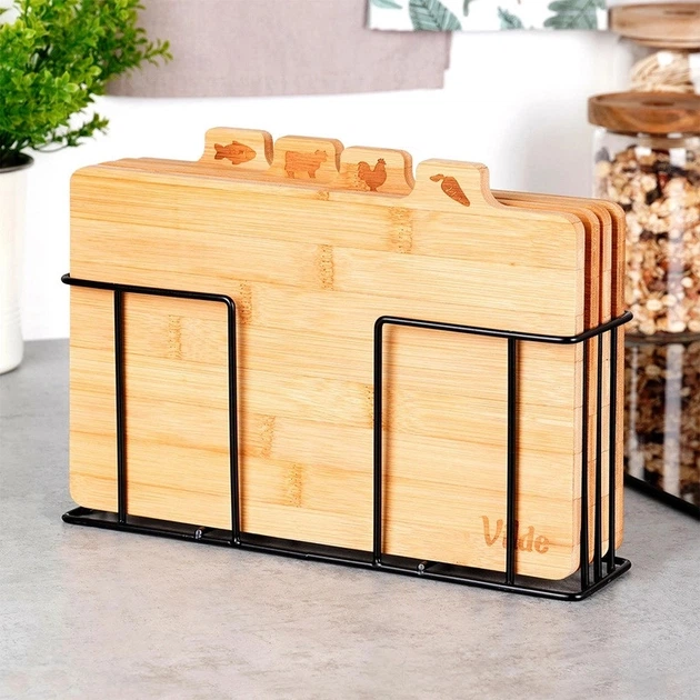 Zestaw desek kuchennych Vilde bambusowych ze stojakiem 28 x 20 cm 4 szt (5904316400200) - obraz 6