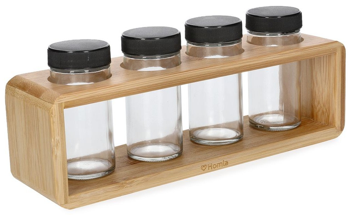 Zestaw przyprawników Homla Bambou na stojaku 4 słoiczki (5904183812908) - obraz 1