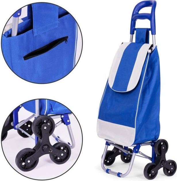 Wózek na zakupy ModernHome by Multistore 25 litrów na 6 kółkach Niebieski (5905817001965) (955555912696547) - Outlet - obraz 5