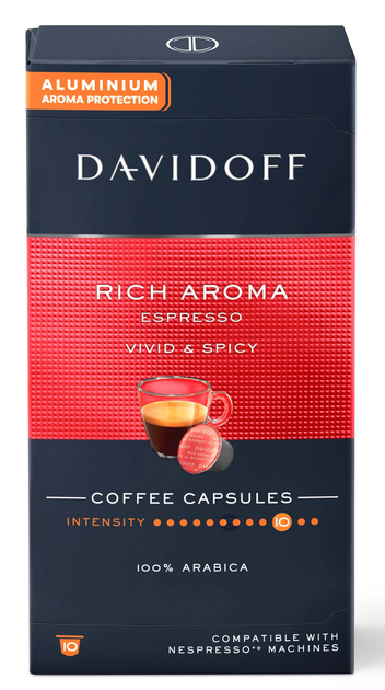 Кофе в капсулах Nespresso Davidoff Rich Aroma 10 шт Неспрессо Давидоф 100% Арабика - Фото 1 Кофе в капсулах Nespresso Davidoff Rich Aroma 10 шт Неспрессо Давидоф 100% Арабика - изображение 1