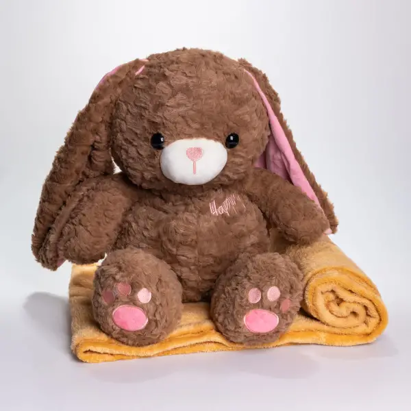 М'яка іграшка Зайчик з пледом 35*32*40 см, коричневий(509-9BR)(WB) - изображение 2
