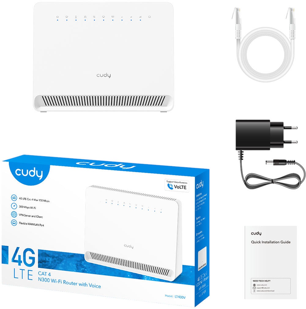 WiFi роутер Cudy 4G N300 WiFi 4 White (LT400V 1.0) - зображення 5