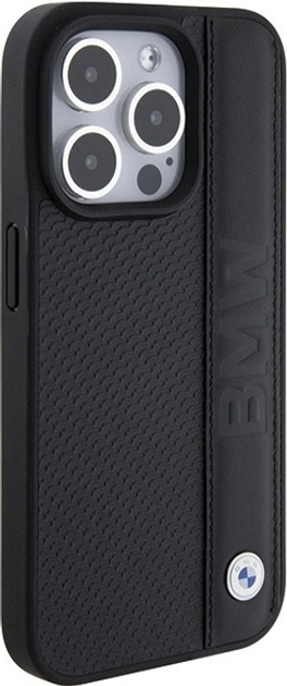 Панель BMW Leather Textured & Stripe для Apple iPhone 15 Pro Black (BMHCP15L22RDPK) - зображення 4