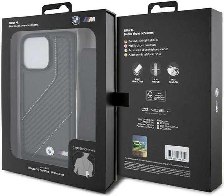 Панель BMW M Edition Carbon Stripe & Strap для Apple iPhone 15 Pro Black (BMHCP15L23PSCCK) - зображення 7