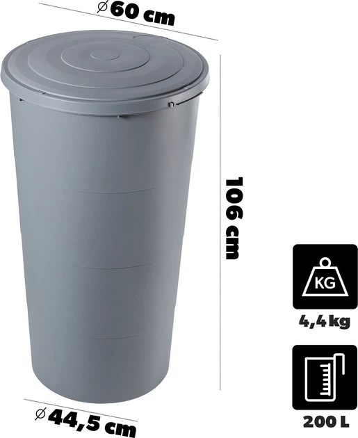 Zbiornik na deszczówkę Kadax Casello 200L Szara - obraz 3