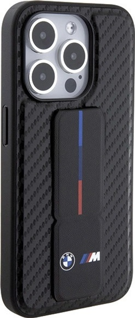 Панель BMW Grip Stand Smooth & Carbon для Apple iPhone 15 Pro Black (BMHCP15LGSPCCK) - зображення 5