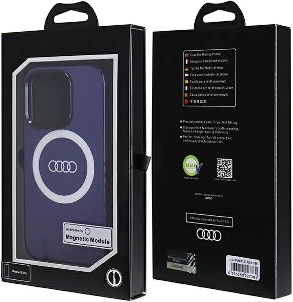 Панель Audi IML Big Logo MagSafe для Apple iPhone 15 Pro Navy Blue (AU-IMLMIP15P-Q5/D2-BE) - зображення 7
