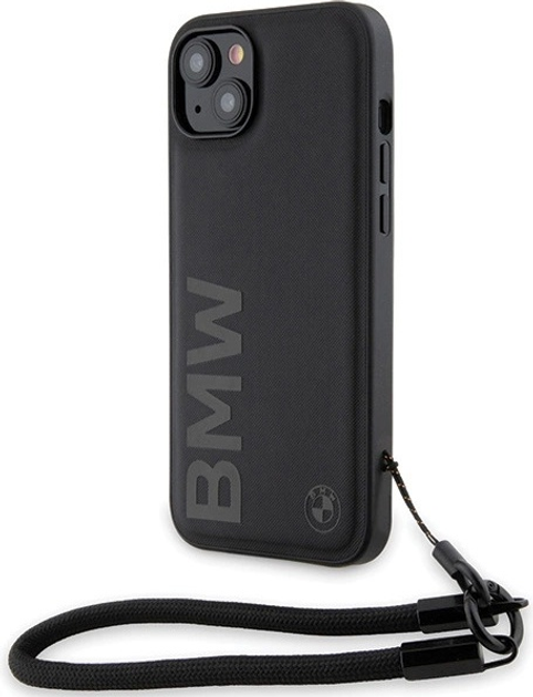 Панель BMW Signature Leather Wordmark Cord для Apple iPhone 15 Plus/14 Plus Black (BMHCP15M23RMRLK) - зображення 1