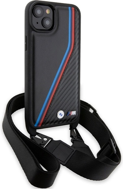 Панель BMW M Edition Carbon Tricolor Lines & Strap для Apple iPhone 15/14/13 Black (BMHCP15S23PSVTK) - зображення 3