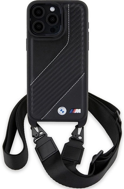 Панель BMW M Edition Carbon Stripe & Strap для Apple iPhone 15 Pro Max Black (BMHCP15X23PSCCK) - зображення 2