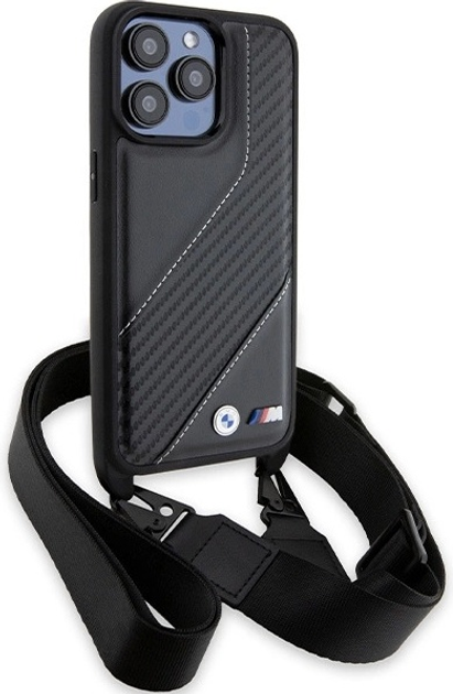 Панель BMW M Edition Carbon Stripe & Strap для Apple iPhone 15 Pro Max Black (BMHCP15X23PSCCK) - зображення 3