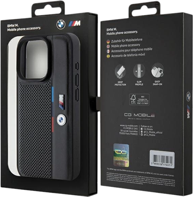 Панель BMW Perforated Tricolor Line для Apple iPhone 15 Pro Max Black (BMHCP15X23PUPVK) - зображення 8