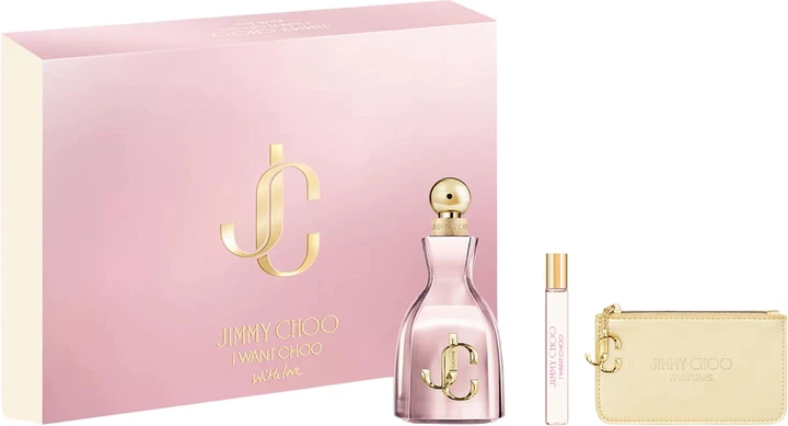 Zestaw prezentowy damski Jimmy Choo I Want Choo With Love Woda perfumowana 100 ml + Woda perfumowana 7.5 ml + Mini kosmetyczka (3386460170086) - obraz 1