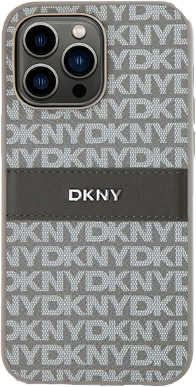 Etui DKNY Leather Mono Stripe & Metal Logo do Apple iPhone 14 Pro Beige (3666339260514) - obraz 3