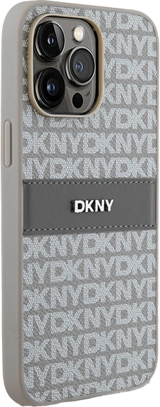 Etui DKNY Leather Mono Stripe & Metal Logo do Apple iPhone 14 Pro Beige (3666339260514) - obraz 4