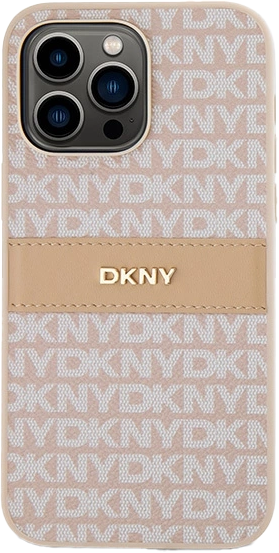Etui DKNY Leather Mono Stripe & Metal Logo do Apple iPhone 14 Pro Pink (3666339260651) - obraz 3