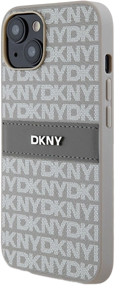 Etui DKNY Leather Mono Stripe & Metal Logo do Apple iPhone 13/14/15 Beige (3666339260491) - obraz 2