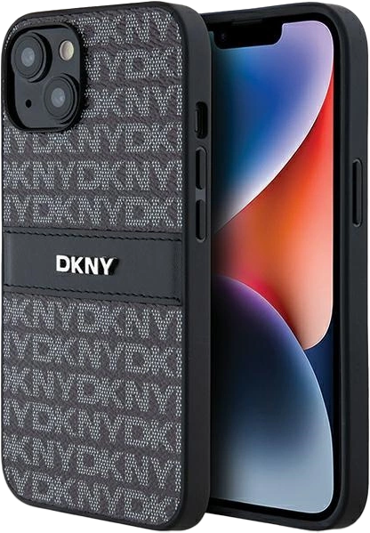 Панель DKNY Leather Mono Stripe & Metal Logo для Apple iPhone 13/14/15 Black (3666339260354) - зображення 1