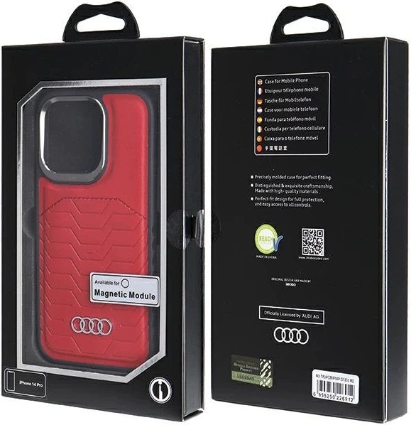 Etui Audi Synthetic Leather MagSafe do Apple iPhone 14 Pro Red (AU-TPUPCMIP14P-GT/D3-RD) - obraz 7