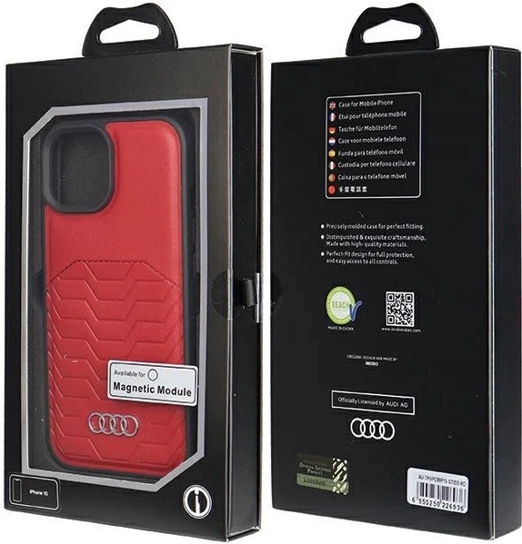 Панель Audi Synthetic Leather MagSafe для Apple iPhone 15/14/13 Red (AU-TPUPCMIP15-GT/D3-RD) - зображення 7