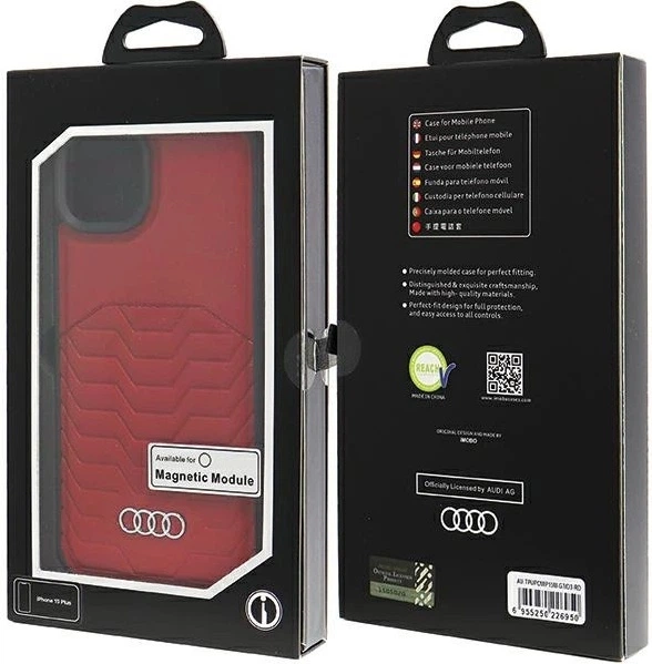 Панель Audi Synthetic Leather MagSafe для Apple iPhone 15 Plus/14 Plus Red (AU-TPUPCMIP15M-GT/D3-RD) - зображення 7