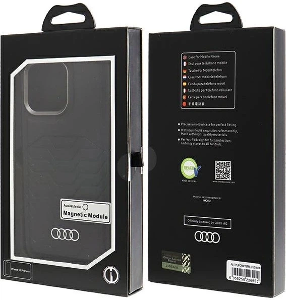 Etui Audi Synthetic Leather MagSafe do Apple iPhone 15 Pro Max Black (AU-TPUPCMIP15PM-GT/D3-BK) - obraz 7