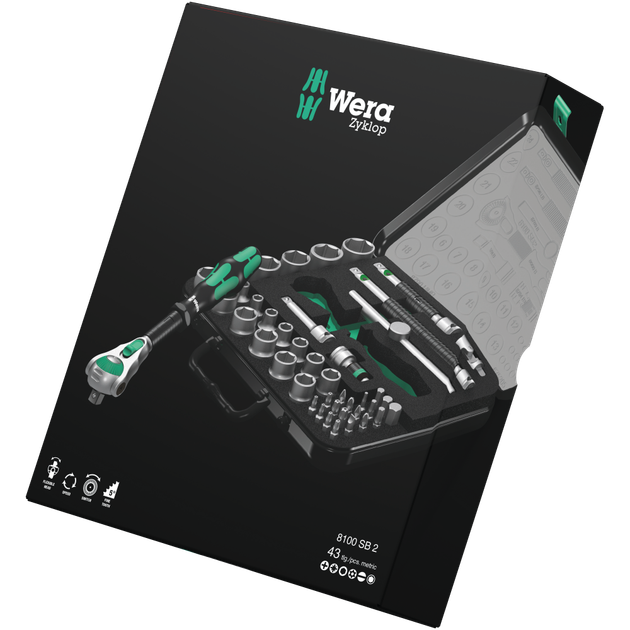 Набор инструментов Wera 8100 SB 2 Zyklop Speed 3/8" 43 предмета (05003594001) - Фото 4 Набор инструментов Wera 8100 SB 2 Zyklop Speed 3/8" 43 предмета (05003594001) - изображение 4
