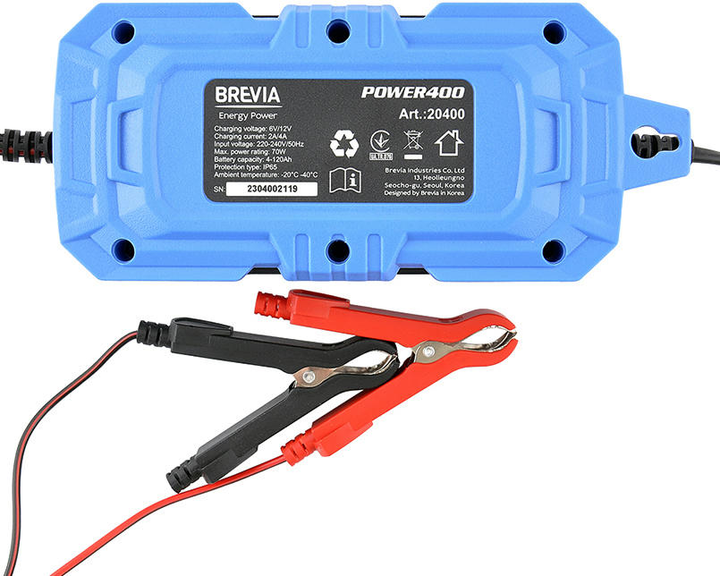 Зарядний пристрій для АКБ Brevia Power 400 6V/12V 4A імпульсний для AGM EFB GEL LiFePO4 WET дисплей захист IP65 блакитний(TS_8DA88FC63CA6) - зображення 4