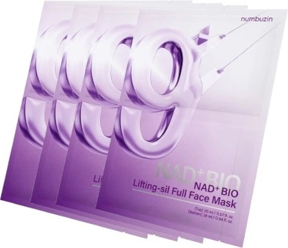 Zestaw masek w płachcie Numbuzin No.9 NAD Bio Lifting-sil liftingujących 4 szt (8809652587653) - obraz 1