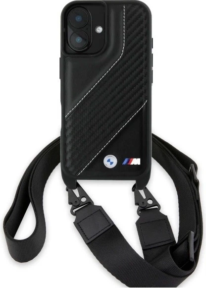 Etui plecki BMW M Edition Carbon Stripe & Strap do Apple iPhone 16 Plus Black (BMHCP16M23PSCCK) - obraz 2