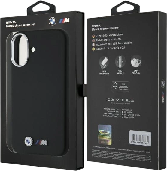 Панель BMW M Smooth Full Wrapped Metal MagSafe для Apple iPhone 16 Black (BMHCP16S23PMWK) - зображення 8