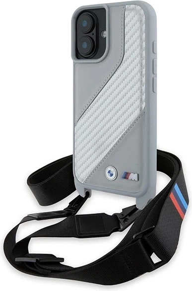 Etui plecki BMW M Edition Carbon Stripe & Strap do Apple iPhone 16 Gray (BMHCP16S23PSCCG) - obraz 1