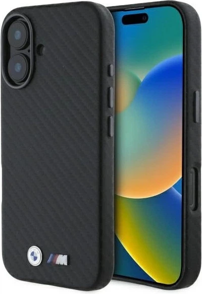 Etui plecki BMW Carbon Wrapped Metal do Apple iPhone 16 Black (BMHCP16S23PUFWC) - obraz 1