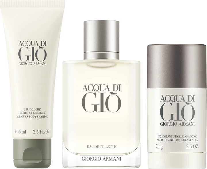 Набір для чоловіків Giorgio Armani Acqua Di Gio Pour Homme Туалетна вода 100 мл + Гель для душу 75 мл + Дезодорант-стік 75 г (3614274692648) - зображення 2