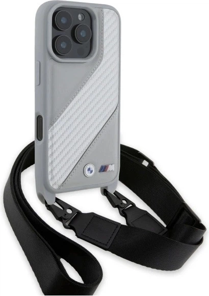 Панель BMW M Edition Carbon Stripe & Strap для Apple iPhone 16 Pro Max Gray (BMHCP16X23PSCCG) - зображення 3