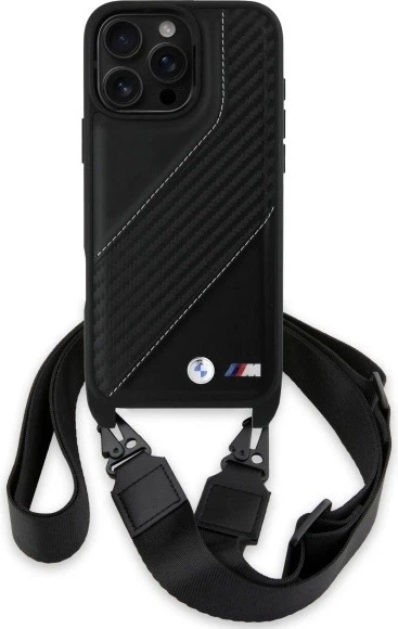 Etui plecki BMW M Edition Carbon Stripe & Strap do Apple iPhone 16 Pro Max Black (BMHCP16X23PSCCK) - obraz 2