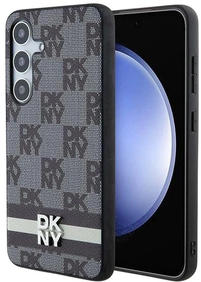 Панель DKNY Leather Checkered Mono Pattern & Printed Stripes для Samsung Galaxy S24 Black (3666339276836) - зображення 1