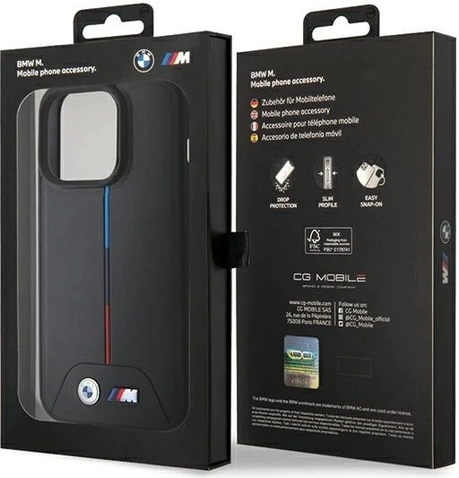 Панель BMW Quilted Tricolor MagSafe для Apple iPhone 15 Pro Black (BMHMP15L22PVTK) - зображення 8