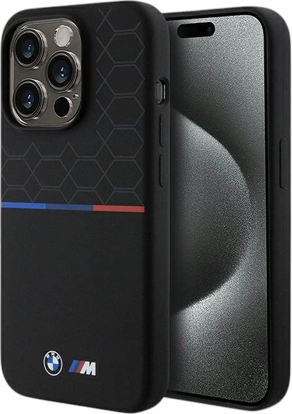 Etui plecki BMW M Silicone Pattern MagSafe do Apple iPhone 15 Pro Black (BMHMP15L22SMPK) - obraz 1
