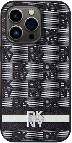 Etui DKNY Leather Checkered Mono Pattern & Printed Stripes do Apple iPhone 15 Pro Black (3666339263218) - obraz 2